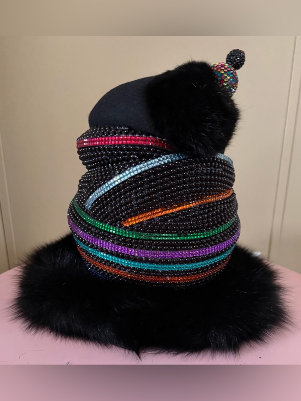 J. Henley Couture Beaded Hat with Hat Pin